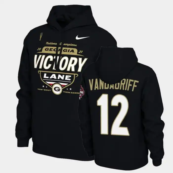 Men's Georgia Bulldogs #12 Brock Vandagriff 2021 National Champions College Black Football Hoodie 2410TMQG3