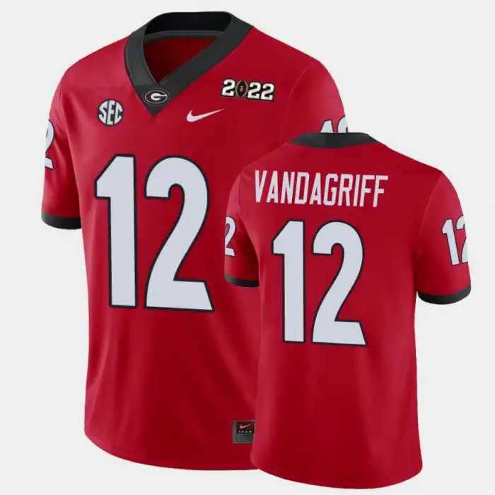 Men's Georgia Bulldogs #12 Brock Vandagriff 2021 National Champions Red College Game Football Jersey 2410SVET6