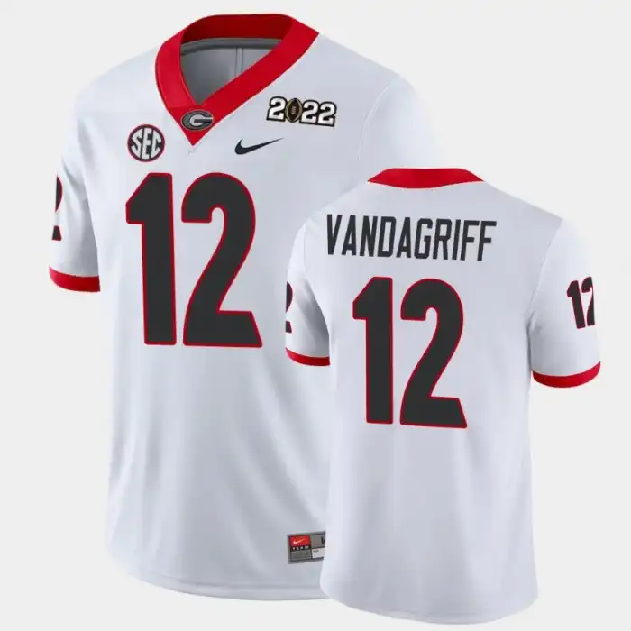 Men's Georgia Bulldogs #12 Brock Vandagriff 2021 National Champions White College Game Football Jersey 2410TUSQ6