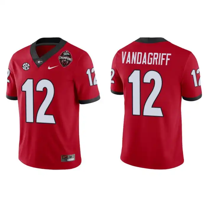 Men's Georgia Bulldogs #12 Brock Vandagriff Playoff Game College 2022 National Champions Red Football Jersey 2410WWQF4