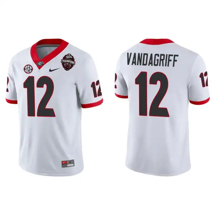 Men's Georgia Bulldogs #12 Brock Vandagriff Playoff Game College 2022 National Champions White Football Jersey 2410YDAS3