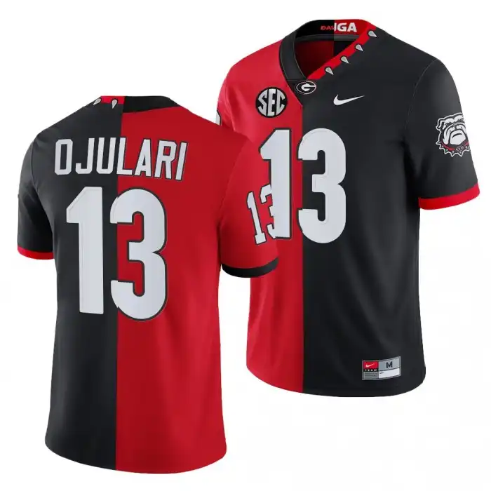 Men's Georgia Bulldogs #13 Azeez Ojulari Split Edition NFL Red College 100th Season Alumni Black Football Jersey 2410FXGC2