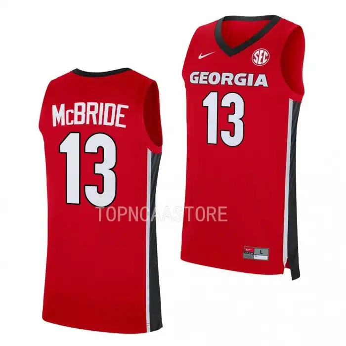 Men's Georgia Bulldogs #13 Mardrez McBride Red 2022-23 College Replica Away Basketball Jersey 2410BVXH3