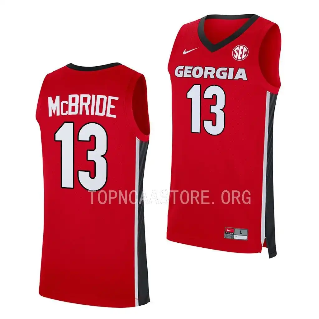 Men's Georgia Bulldogs #13 Mardrez McBride Red 2022-23 College Replica Away Basketball Jersey 2410WVYY2