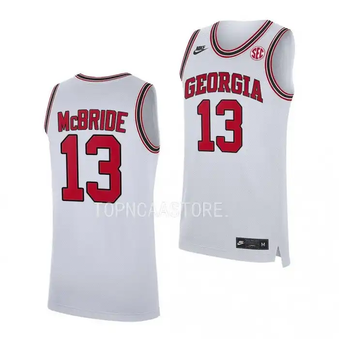 Men's Georgia Bulldogs #13 Mardrez McBride White 2022-23 College Home Replica Basketball Jersey 2410LRYX4