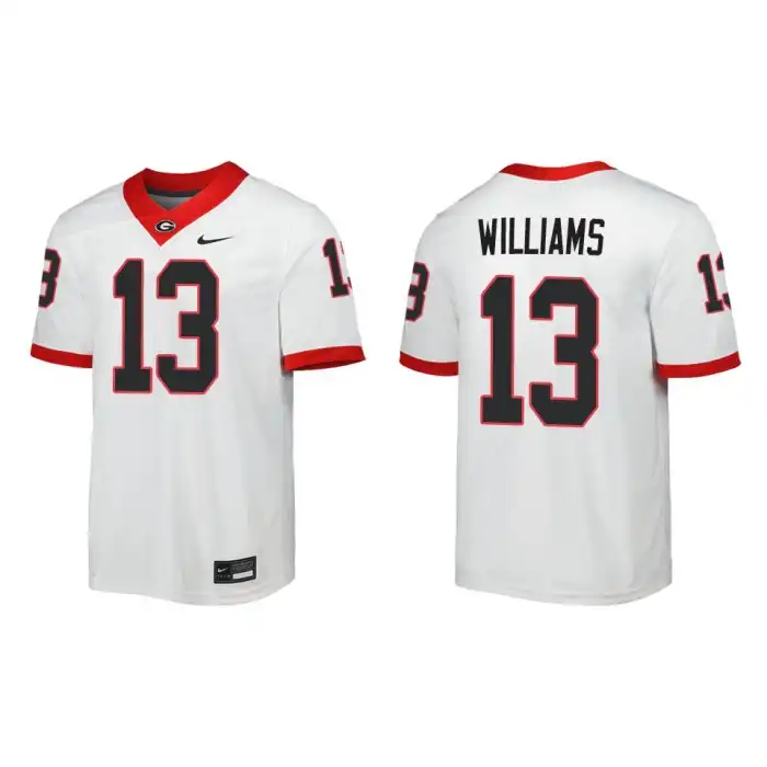 Men's Georgia Bulldogs #13 Mykel Williams Away White College Game Football Jersey 2410AMFR8