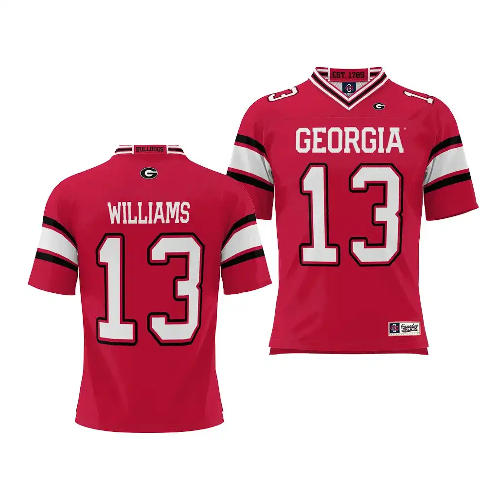 Men's Georgia Bulldogs #13 Mykel Williams NIL Red College Player Football Jersey 2410PFMF2