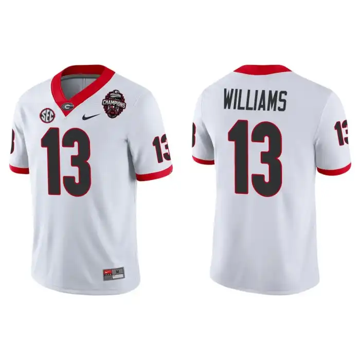 Men's Georgia Bulldogs #13 Mykel Williams Playoff Game College 2022 National Champions White Football Jersey 2410ADLZ4