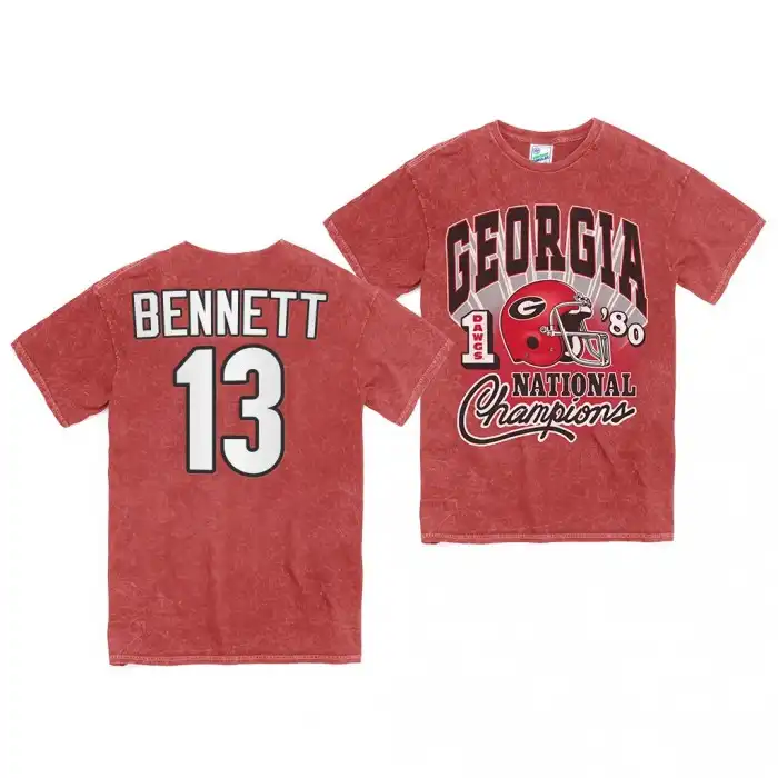 Men's Georgia Bulldogs #13 Stetson Bennett 1980 National Champs Rocker Vintage Tubular College Red Football T-Shirt 2410JQMU8