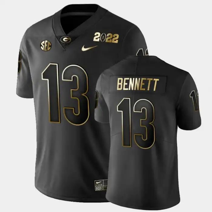 Men's Georgia Bulldogs #13 Stetson Bennett 2021 National Champions College Golden Black Football Jersey 2410TQYO7