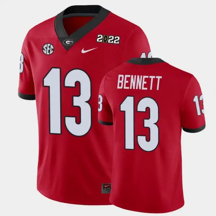 Men's Georgia Bulldogs #13 Stetson Bennett 2021 National Champions Red College Game Football Jersey 2410LRUD7