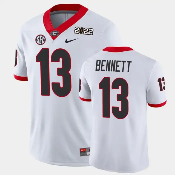 Men's Georgia Bulldogs #13 Stetson Bennett 2021 National Champions White College Game Football Jersey 2410DGVN2