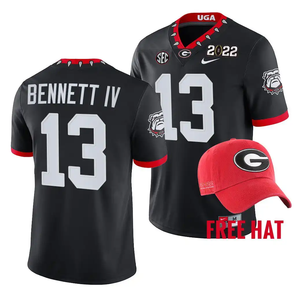 Men's Georgia Bulldogs #13 Stetson Bennett 2021 Orange Bowl Black College Champions CFP Football Jersey 2410LMPQ8