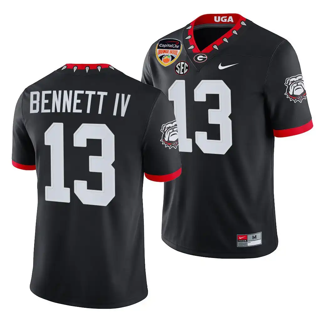 Men's Georgia Bulldogs #13 Stetson Bennett 2021 Orange Bowl Playoff College Black Football Jersey 2410BXNC0