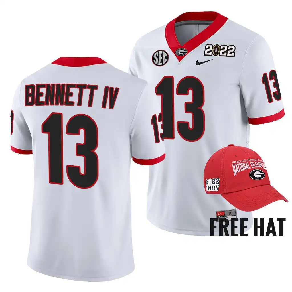 Men's Georgia Bulldogs #13 Stetson Bennett 2021 Orange Bowl White College Champions CFP Football Jersey 2410HPRP7