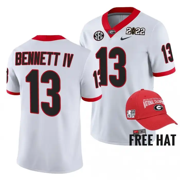 Men's Georgia Bulldogs #13 Stetson Bennett 2021 Orange Bowl White College Champions CFP Football Jersey 2410KXLB6