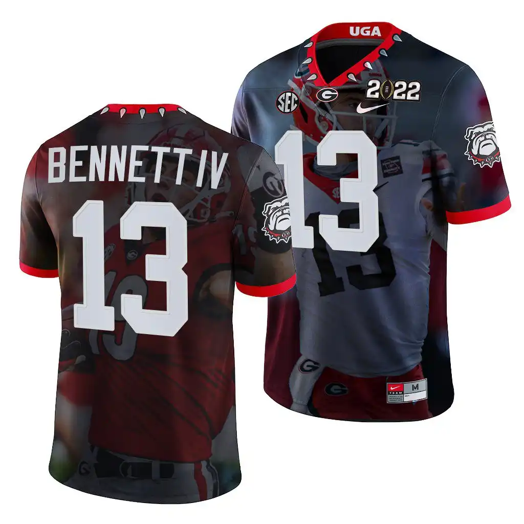 Men's Georgia Bulldogs #13 Stetson Bennett 2022 National Champions Black College hip Decisive Highlights Football Jersey 2410IQAH5