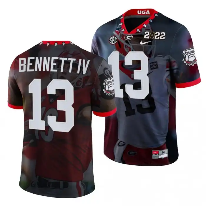 Men's Georgia Bulldogs #13 Stetson Bennett 2022 National Champions Black College hip Decisive Highlights Football Jersey 2410TRTQ4