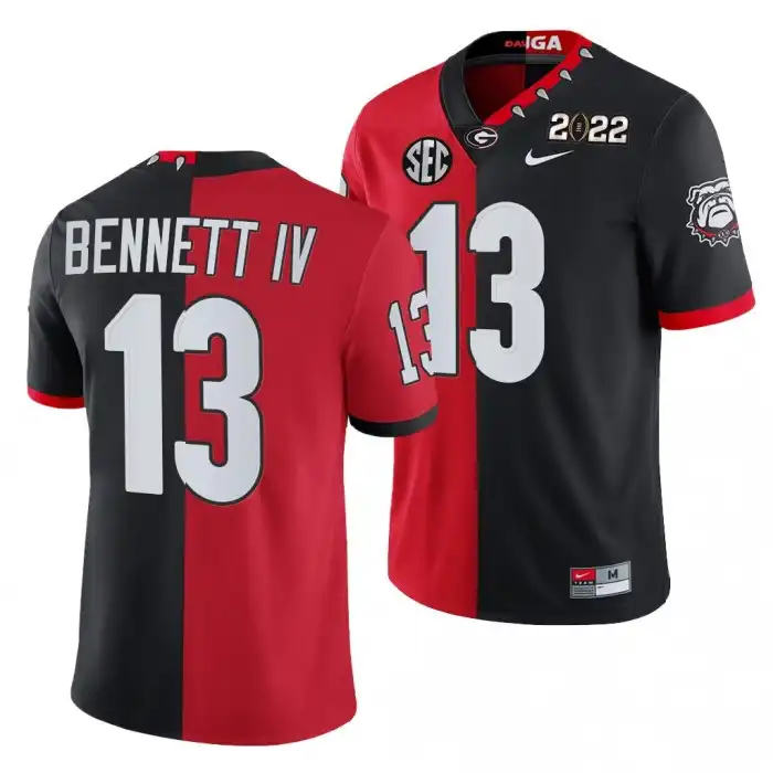 Men's Georgia Bulldogs #13 Stetson Bennett 2022 National Champions Black College hip Split Edition Football Jersey 2410KLDT5