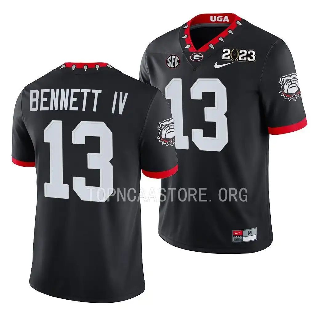 Men's Georgia Bulldogs #13 Stetson Bennett 2023 National Championship Playoff College Black Football Jersey 2410IXFI4