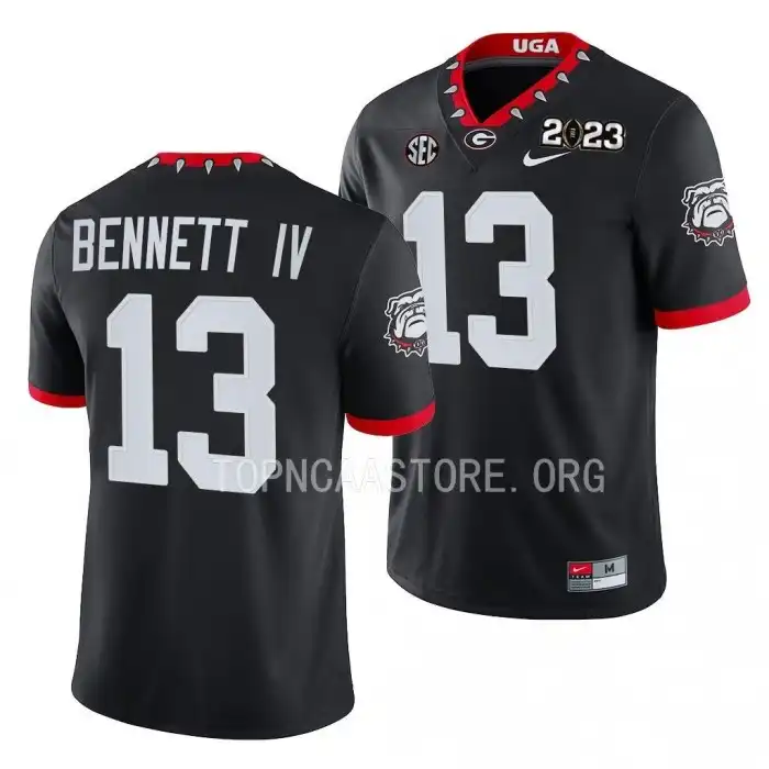 Men's Georgia Bulldogs #13 Stetson Bennett 2023 National Championship Playoff College Black Football Jersey 2410URFK1