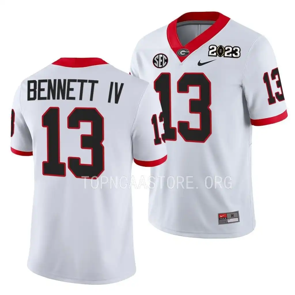 Men's Georgia Bulldogs #13 Stetson Bennett 2023 National Championship Playoff College White Football Jersey 2410CTAE7