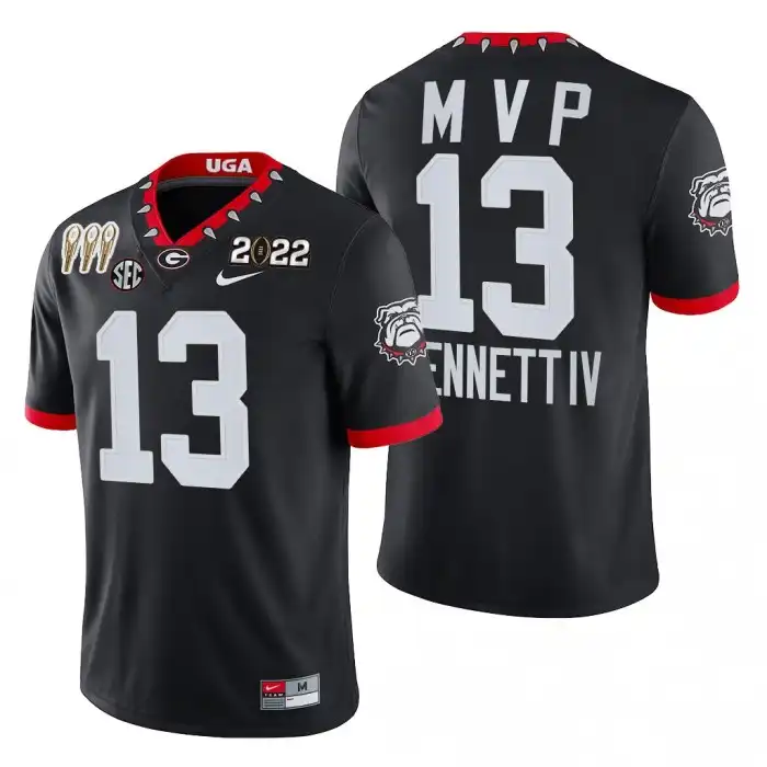 Men's Georgia Bulldogs #13 Stetson Bennett 3-Times National Champions Black College CFP MVP Football Jersey 2410ZZXV7