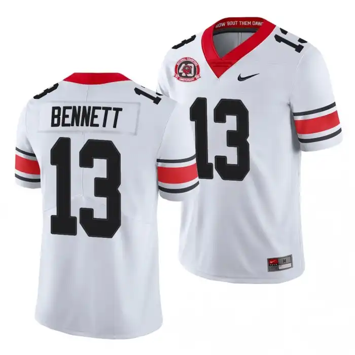 Men's Georgia Bulldogs #13 Stetson Bennett 40th Anniversary White College Alternate Football Jersey 2410JGEW1