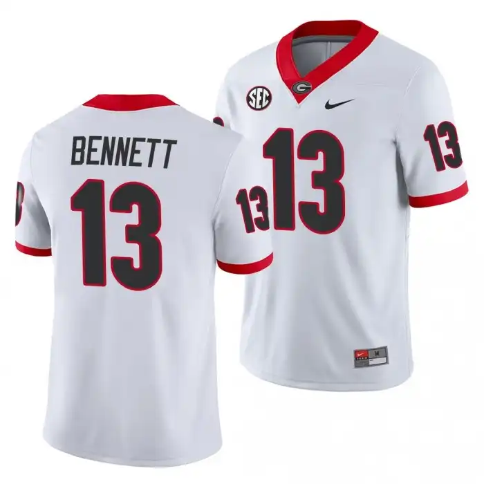 Men's Georgia Bulldogs #13 Stetson Bennett Away White College Game Football Jersey 2410XAGK0