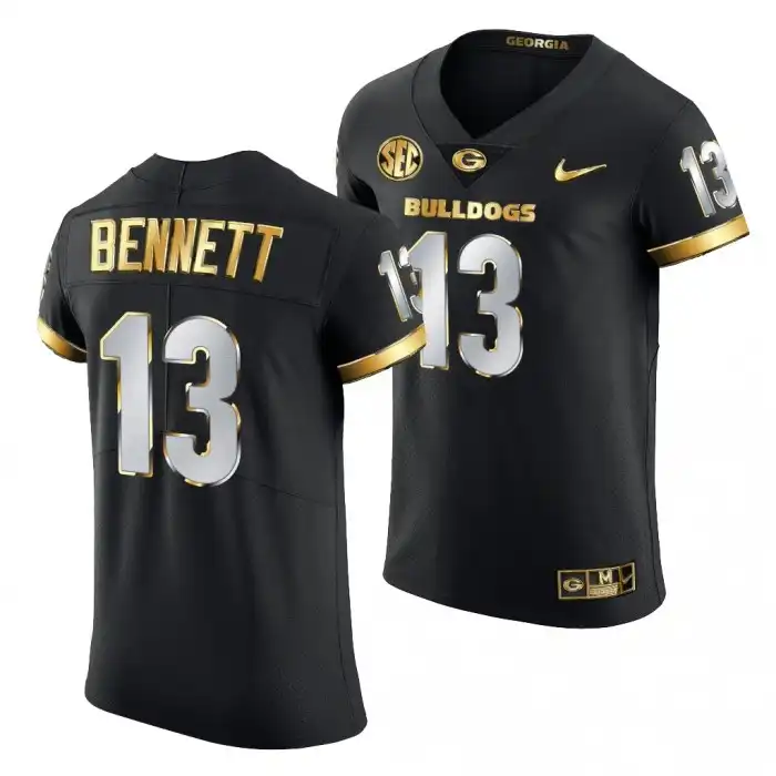 Men's Georgia Bulldogs #13 Stetson Bennett Black Golden Edition 2020-21 College Authentic Football Jersey 2410TGKY2