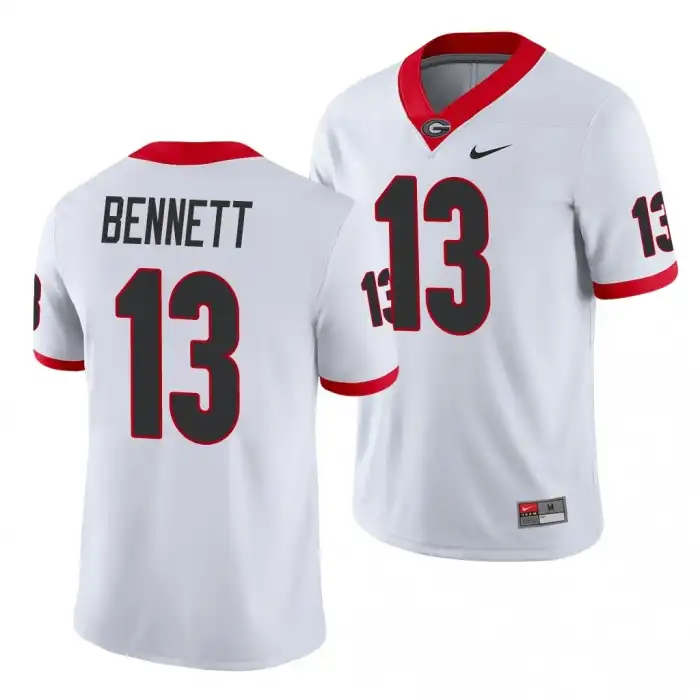 Men's Georgia Bulldogs #13 Stetson Bennett Game College White Football Jersey 2410LADB4