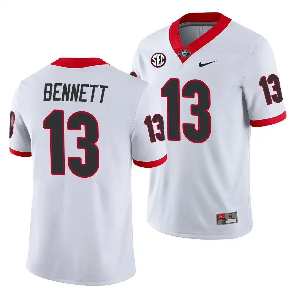 Men's Georgia Bulldogs #13 Stetson Bennett White Game College Away Football Jersey 2410BFMH0