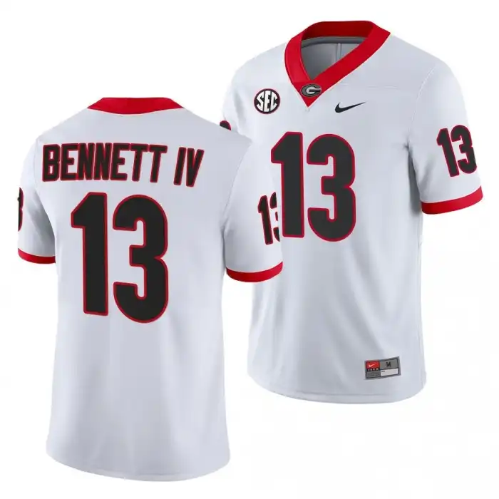 Men's Georgia Bulldogs #13 Stetson Bennett White Game College Away Football Jersey 2410FDWI4