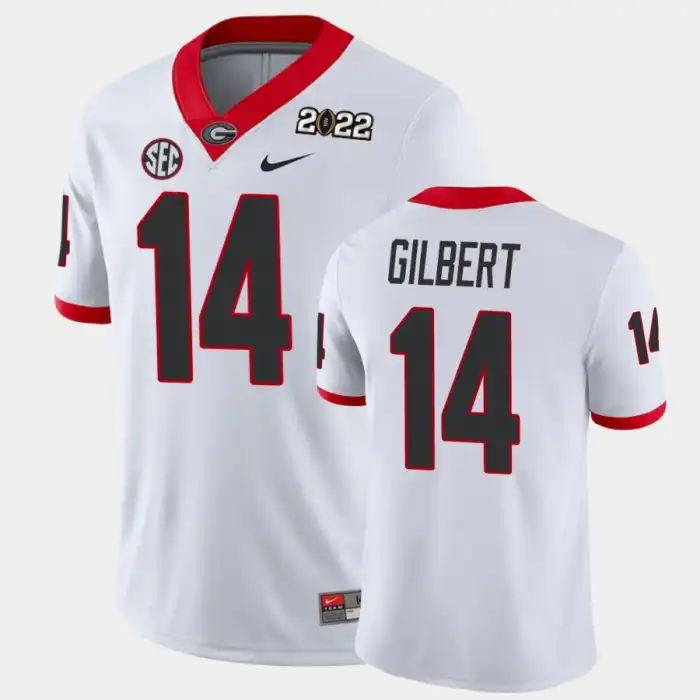 Men's Georgia Bulldogs #14 Arik Gilbert 2021 National Champions White College Game Football Jersey 2410TYQD0