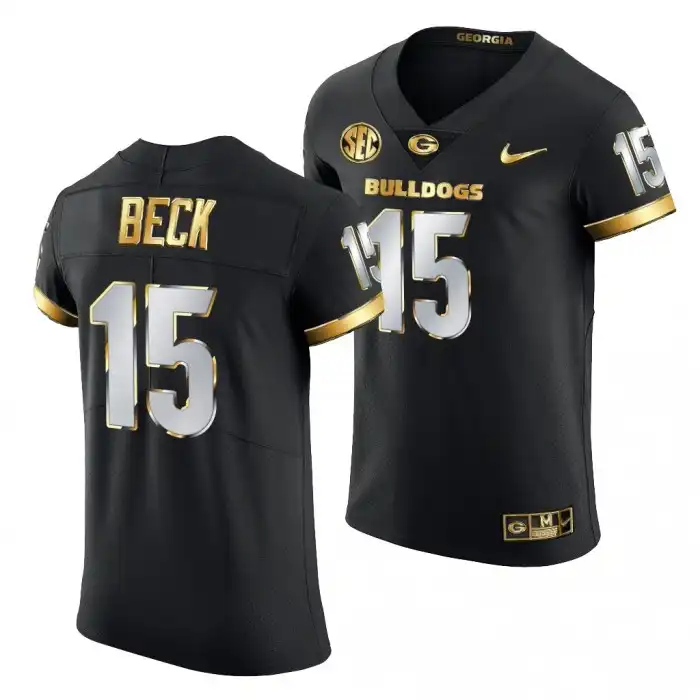 Men's Georgia Bulldogs #15 Carson Beck Black Golden Edition 2020-21 College Authentic Football Jersey 2410ZSCK0