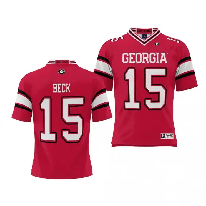 Men's Georgia Bulldogs #15 Carson Beck NIL Red College Player Football Jersey 2410FUGN6