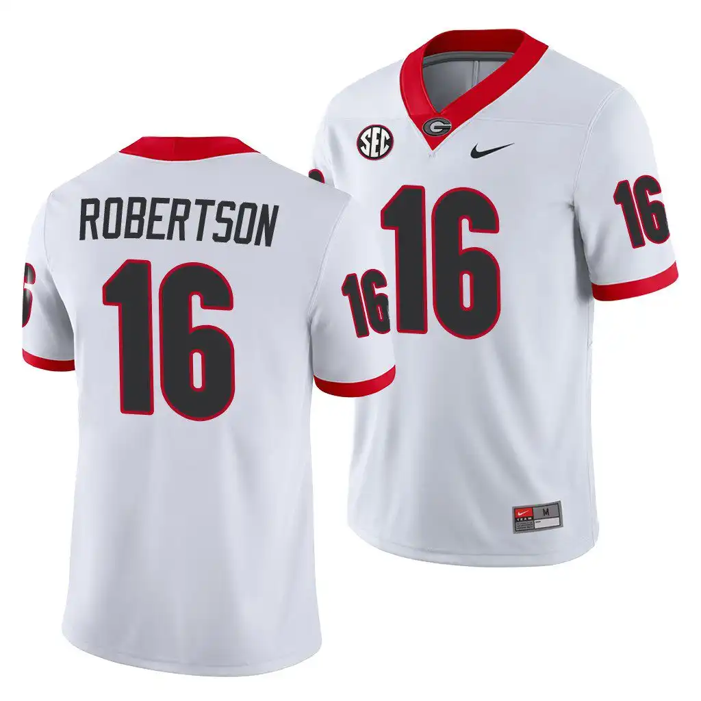 Men's Georgia Bulldogs #16 Demetris Robertson White Game College Away Football Jersey 2410ACYQ7