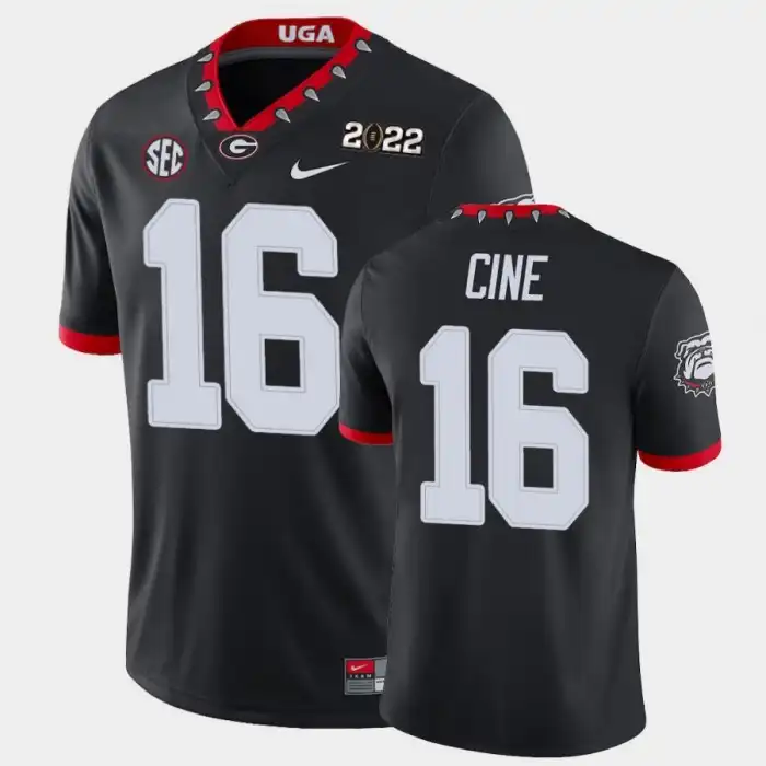 Men's Georgia Bulldogs #16 Lewis Cine 2021 National Champions Black College Game Football Jersey 2410FNZJ5