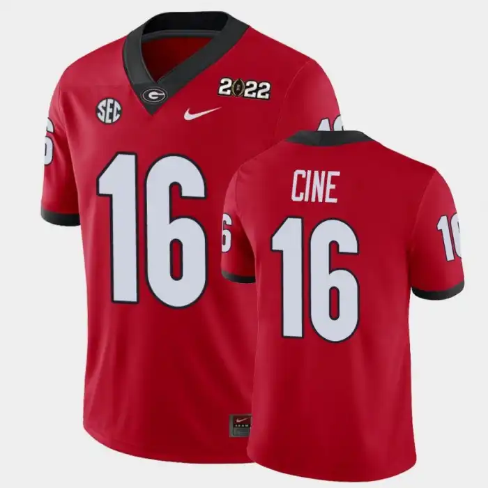 Men's Georgia Bulldogs #16 Lewis Cine 2021 National Champions Red College Game Football Jersey 2410YTGZ3