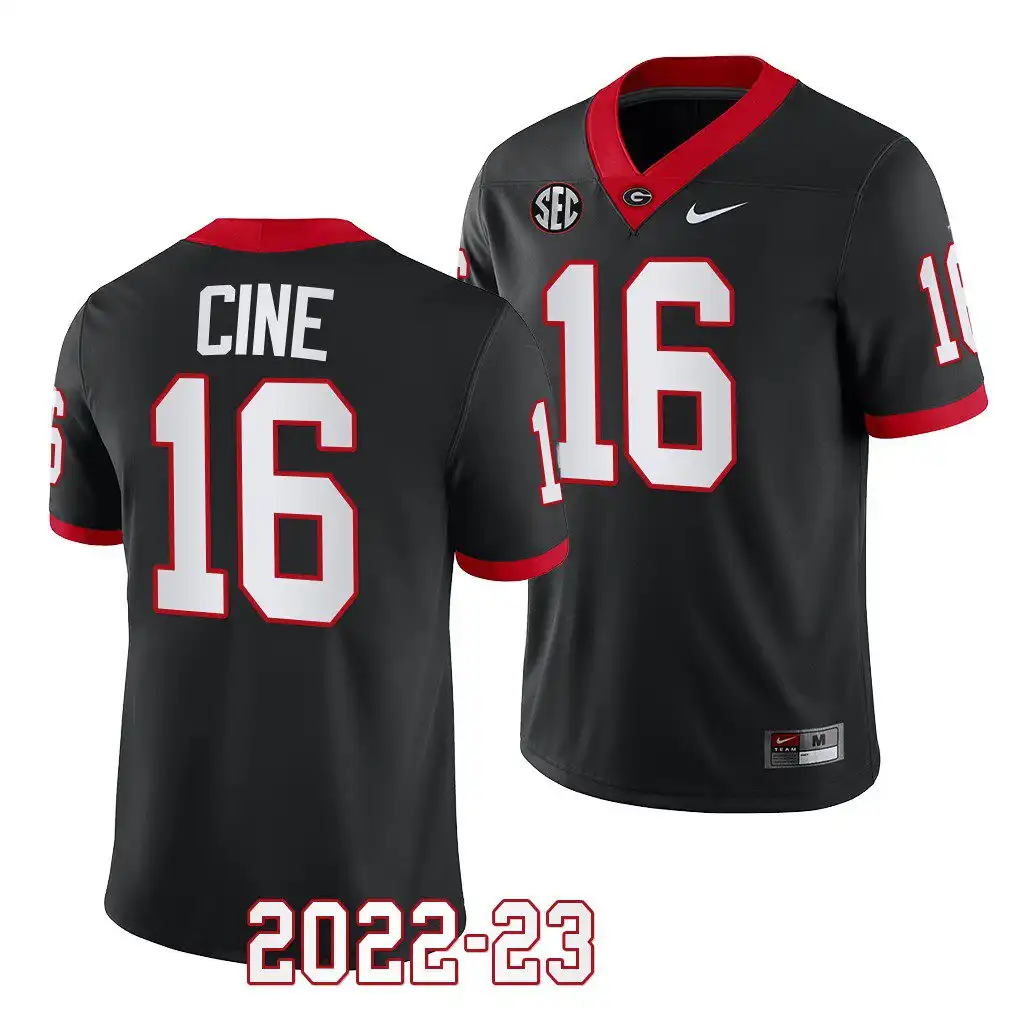 Men's Georgia Bulldogs #16 Lewis Cine 2022-23 Black College Alternate Football Jersey 2410QJBE6