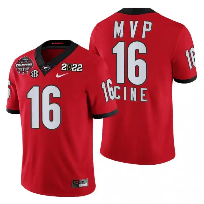 Men's Georgia Bulldogs #16 Lewis Cine 3-Times National Champions Black College CFP MVP Football Jersey 2410BBLF8