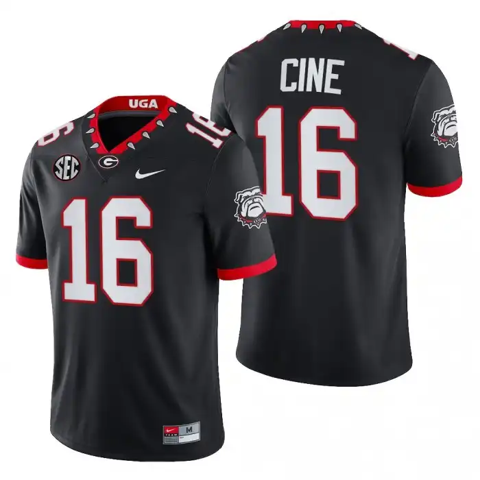 Men's Georgia Bulldogs #16 Lewis Cine Block Number Font 2022 Chick-fil-A College Black Football Jersey 2410IILP0