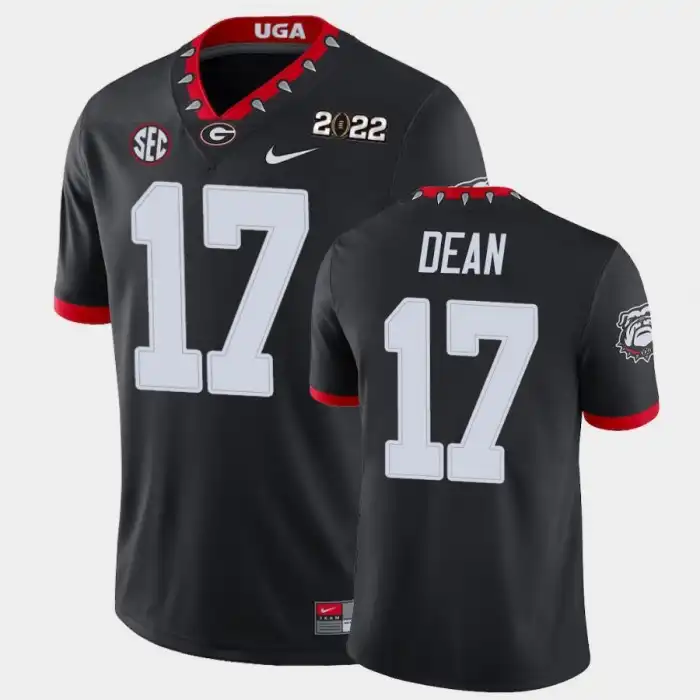 Men's Georgia Bulldogs #17 Nakobe Dean 2021 National Champions Black College Game Football Jersey 2410HHOH3