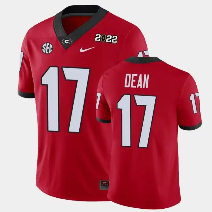 Men's Georgia Bulldogs #17 Nakobe Dean 2021 National Champions Red College Game Football Jersey 2410PFHC7