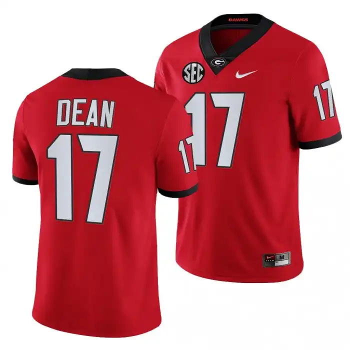 Men's Georgia Bulldogs #17 Nakobe Dean Red College Football Jersey 2410LSLX7