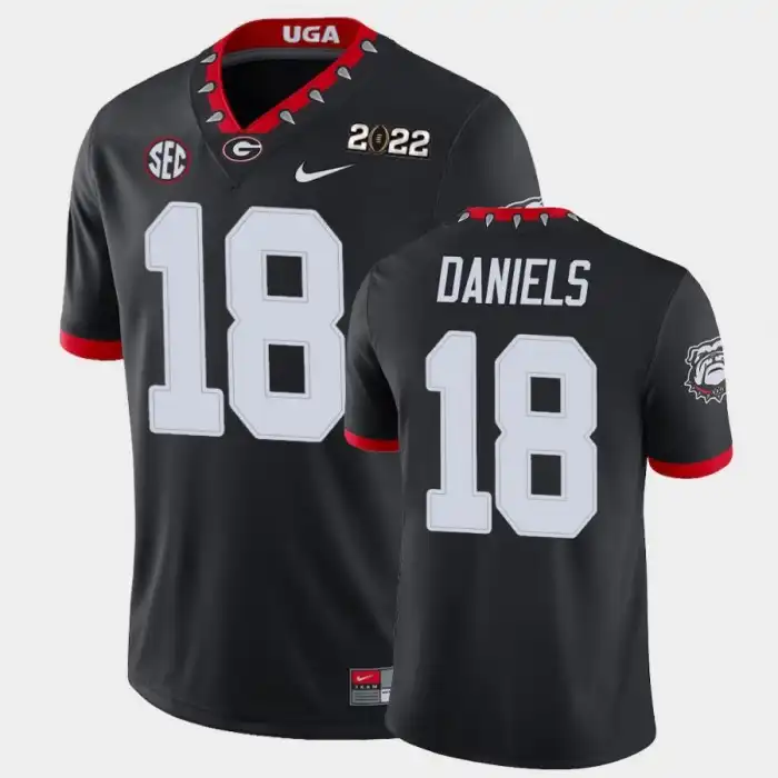 Men's Georgia Bulldogs #18 JT Daniels 2021 National Champions Black College Game Football Jersey 2410KDCD8