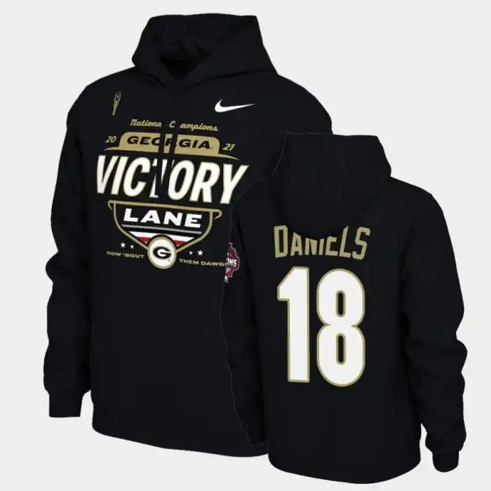 Men's Georgia Bulldogs #18 JT Daniels 2021 National Champions College Black Football Hoodie 2410RGYF8