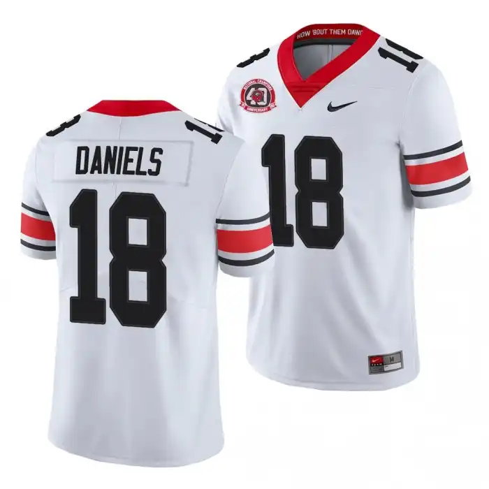 Men's Georgia Bulldogs #18 JT Daniels 40th Anniversary White College Alternate Football Jersey 2410CZTK2