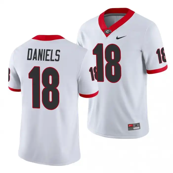 Men's Georgia Bulldogs #18 JT Daniels Game College White Football Jersey 2410PSXK1