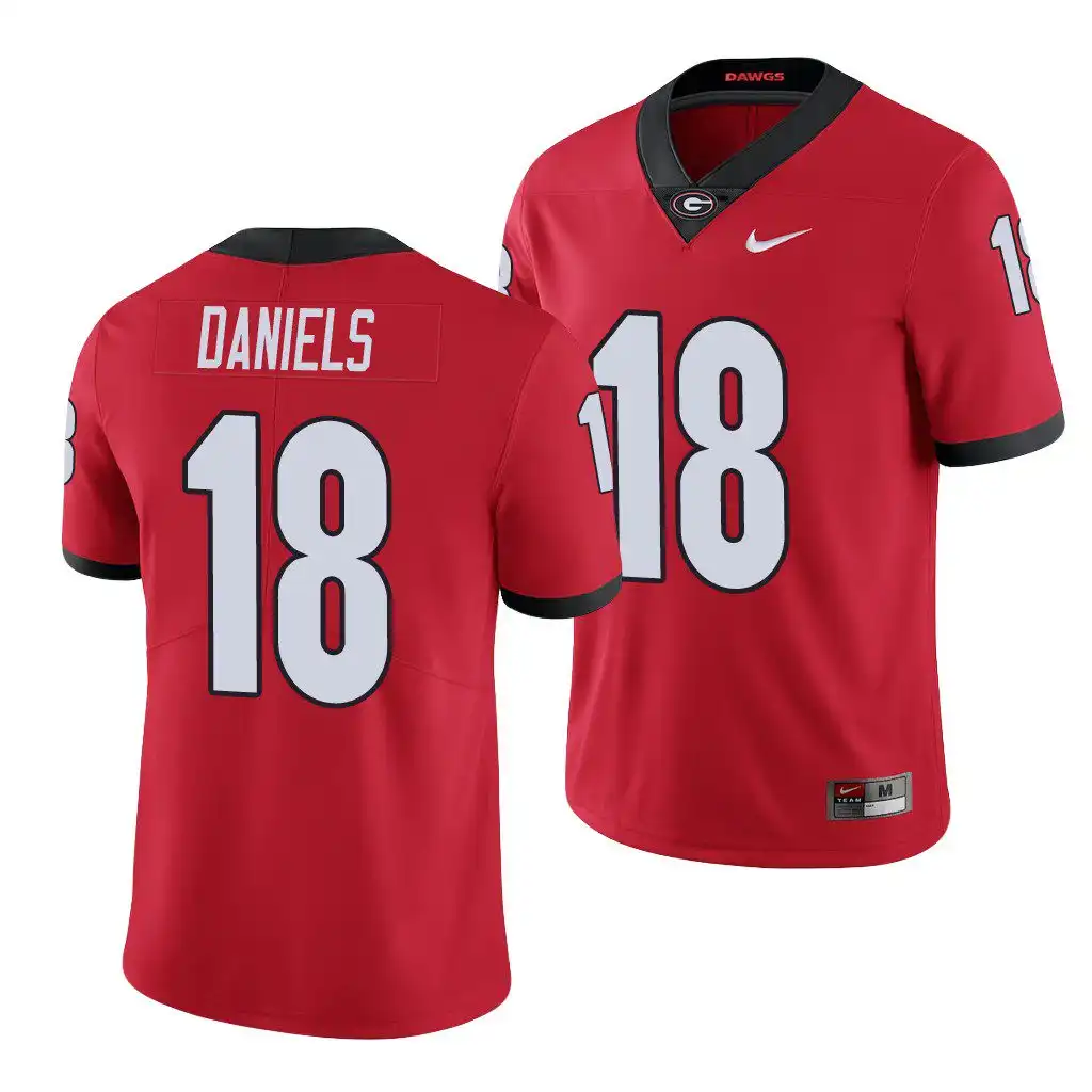 Men's Georgia Bulldogs #18 JT Daniels Red College Limited Football Jersey 2410RTIM1